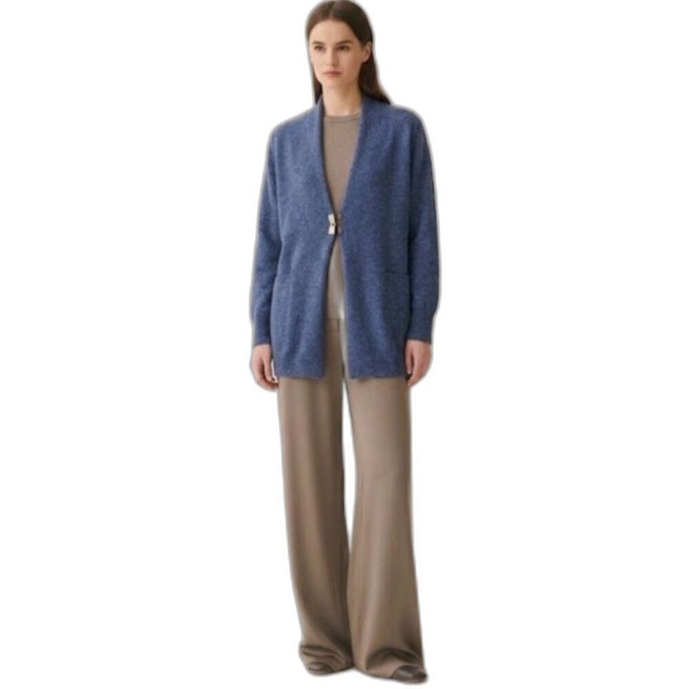 Fabiana Filippi Women's Blue Cashmere Silk Blend Platinum Cardigan Size M